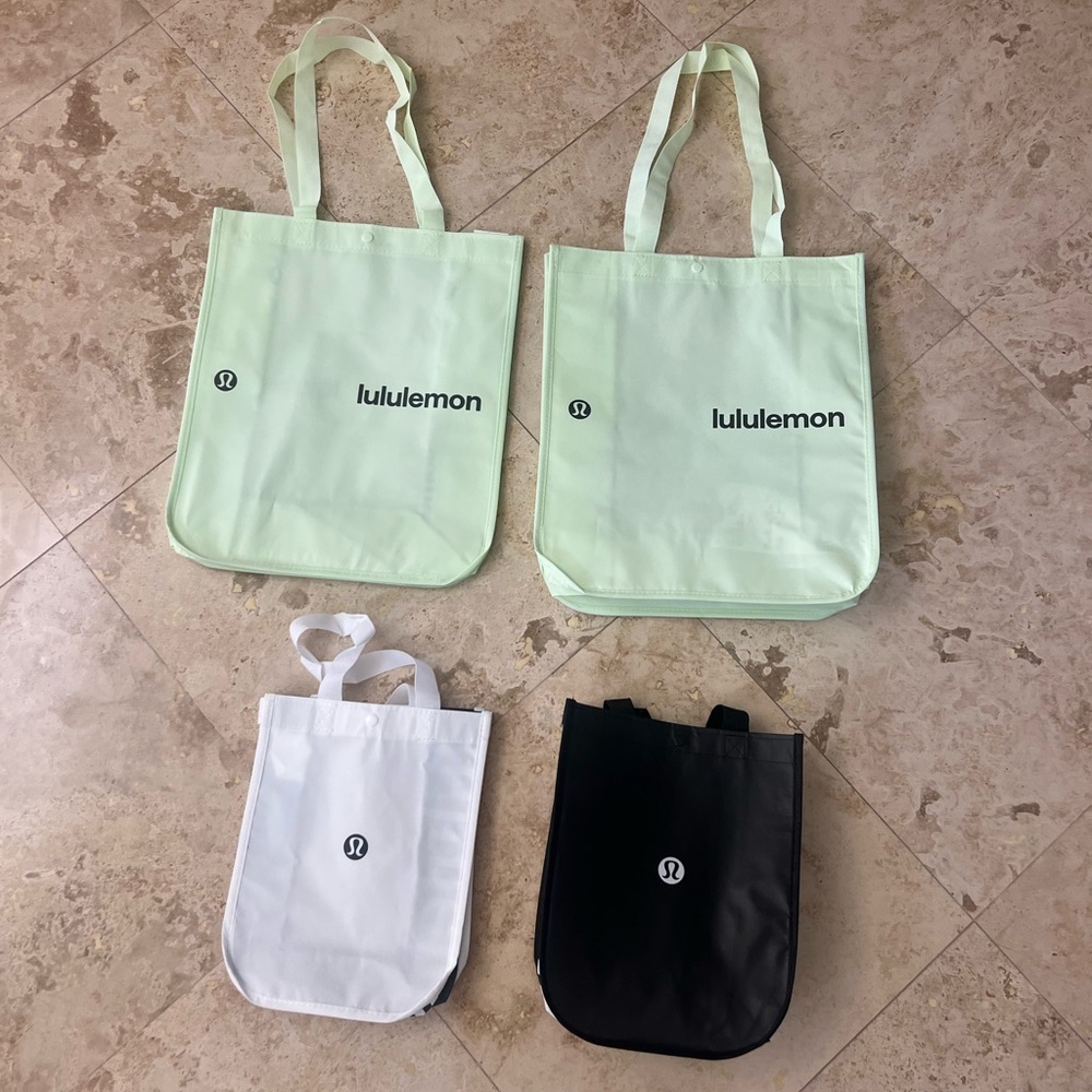 lululemon athletica Mint, White & Black Tote Bag Set